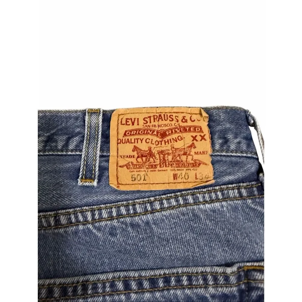 Levi’s 501 XX Mens Jeans 40X34 Blue Button Fly Made In Dominican Republic